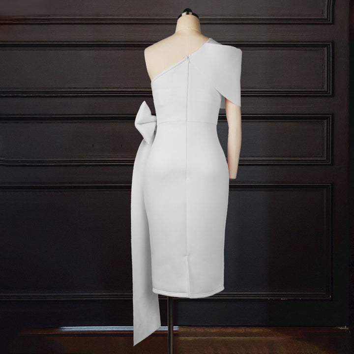 Damen elegantes Wickelkleid mit asymmetrischem Design und auffälligem Schleifenakzent Drune