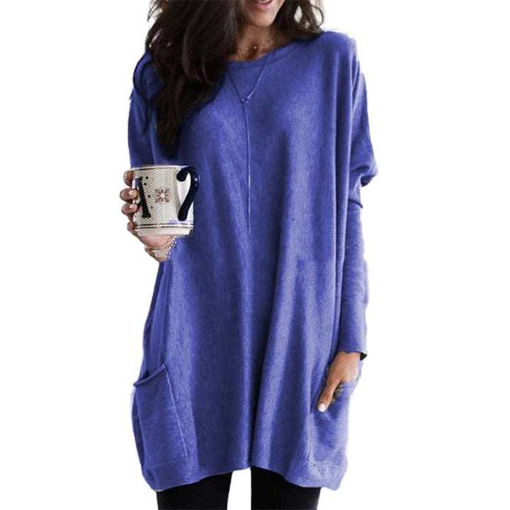 Damen nan oversized Longshirt mit Kontrastblock und aufgesetzten Taschen Drune