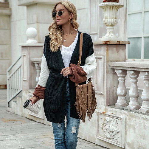 Damen lässige Strickjacke mit lässigem Schnitt und Taschen Drune