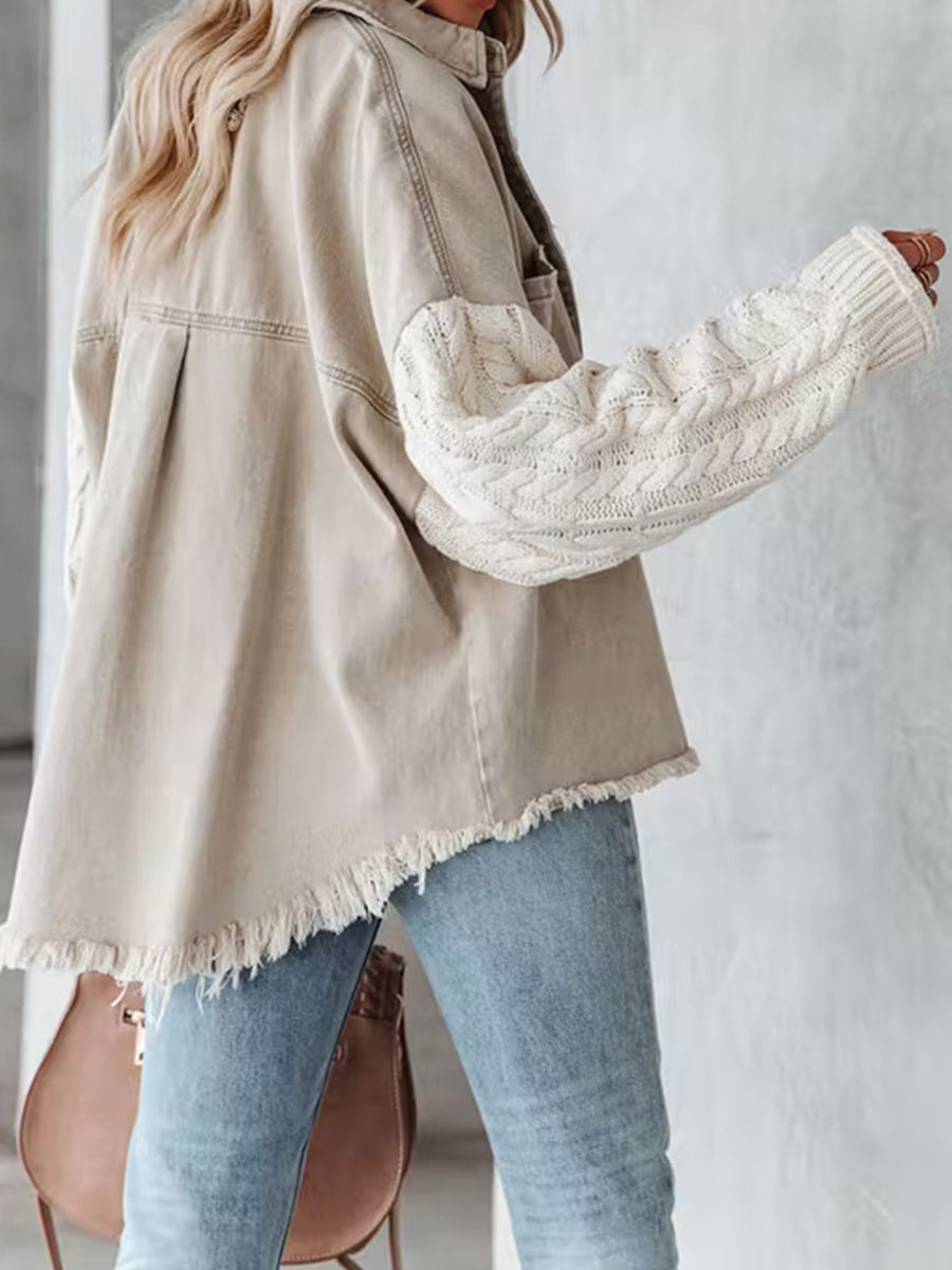 Drune | Kabelstrick Raw Hem Denim Jacke