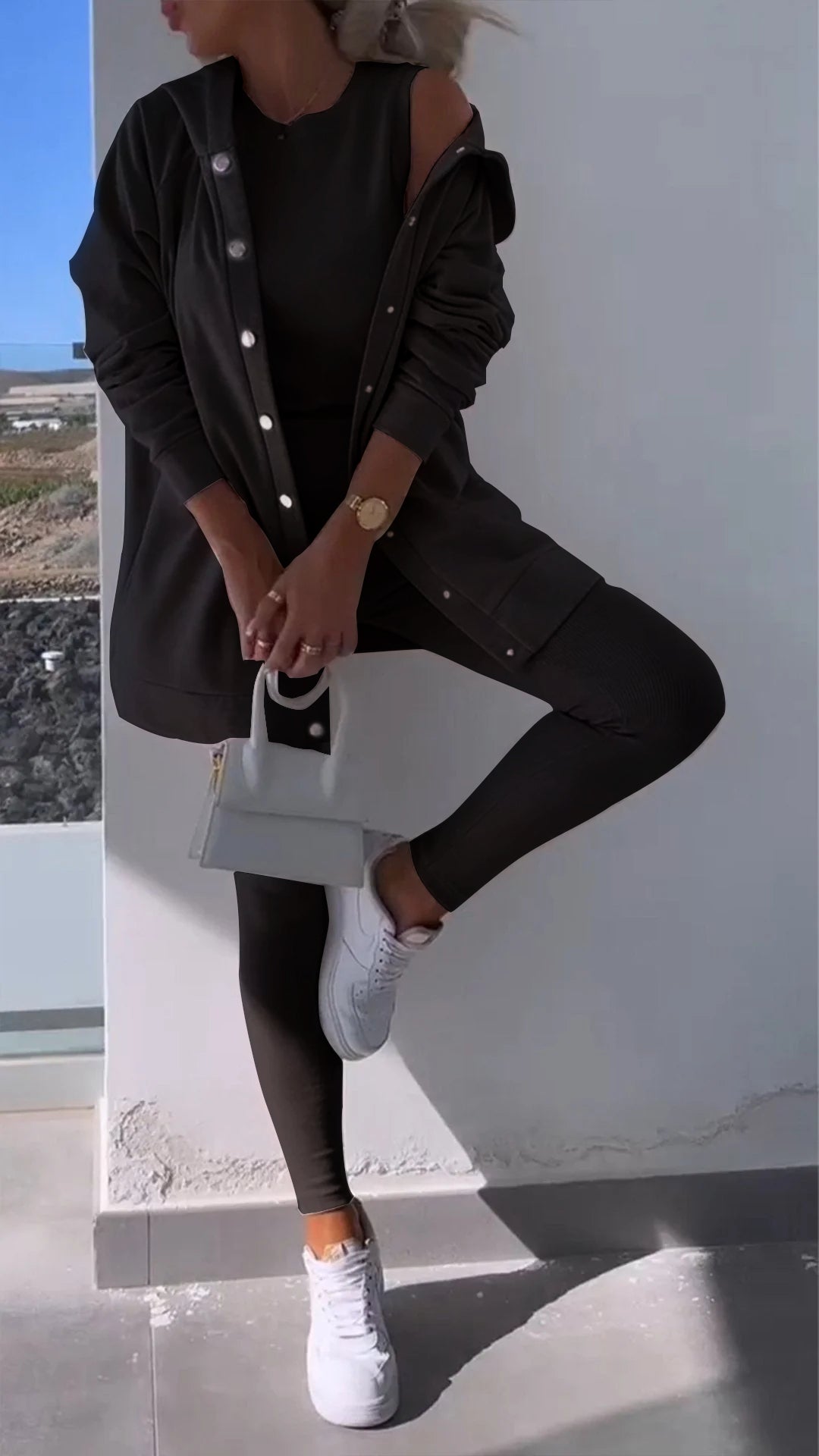 Drune | Elegante Weste mit Sweatshirt mit Kapuze Set