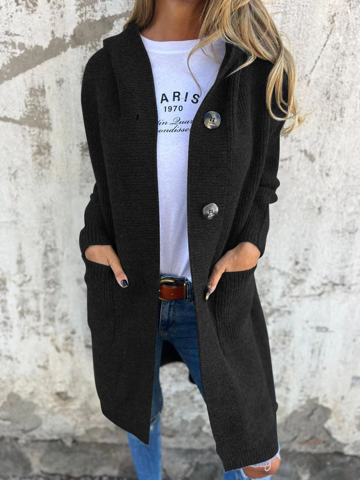 Drune | Langer StrickStrickjacke Weich Und Bequem Mit Knöpfen Und Taschen Mit Schalkragen