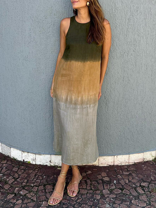 Drune | Damen Leinen Midi Kleid