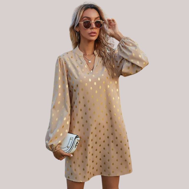 Drune | Luxuriöses Schiftkleid mit Punktemuster