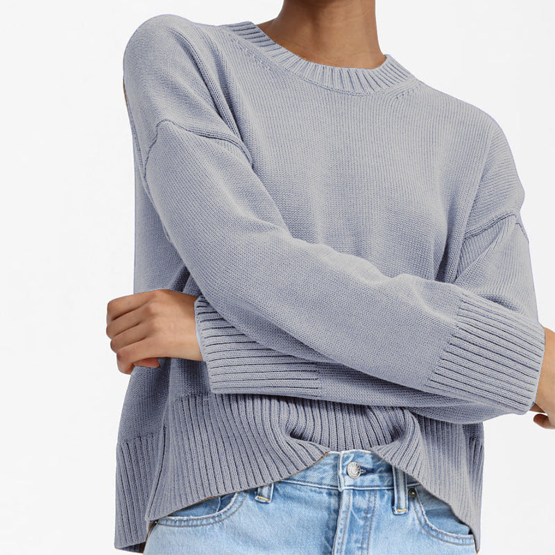 Damen Grobstrick Pullover mit weitem Schnitt und lässigem Design Drune