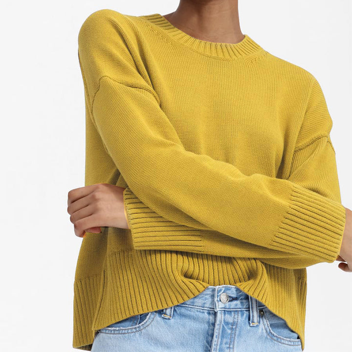 Damen Grobstrick Pullover mit weitem Schnitt und lässigem Design Drune