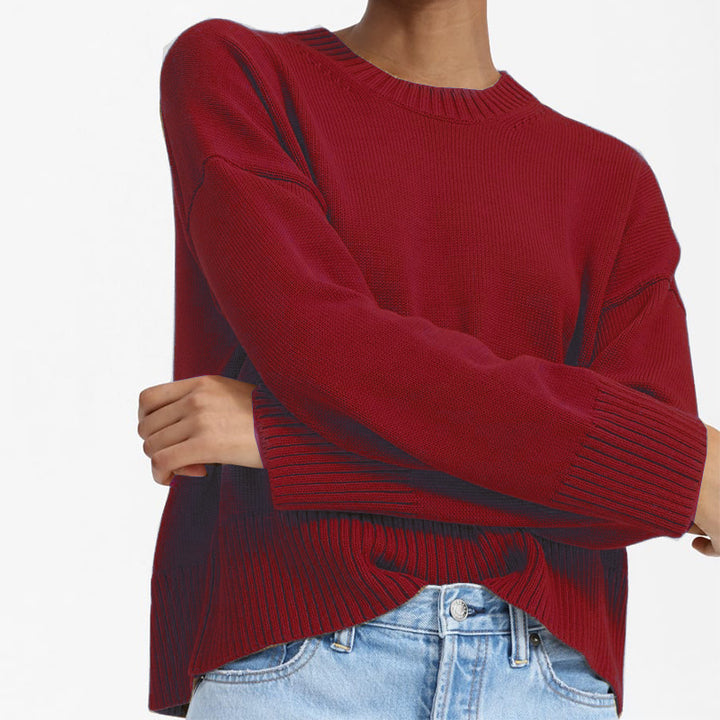 Damen Grobstrick Pullover mit weitem Schnitt und lässigem Design Drune