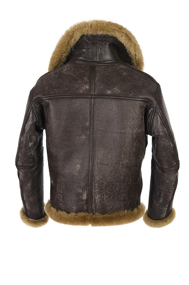 Herren Lammfell-Bomberjacke mit hochwertiger Verarbeitung und weichem Innenfutter Drune