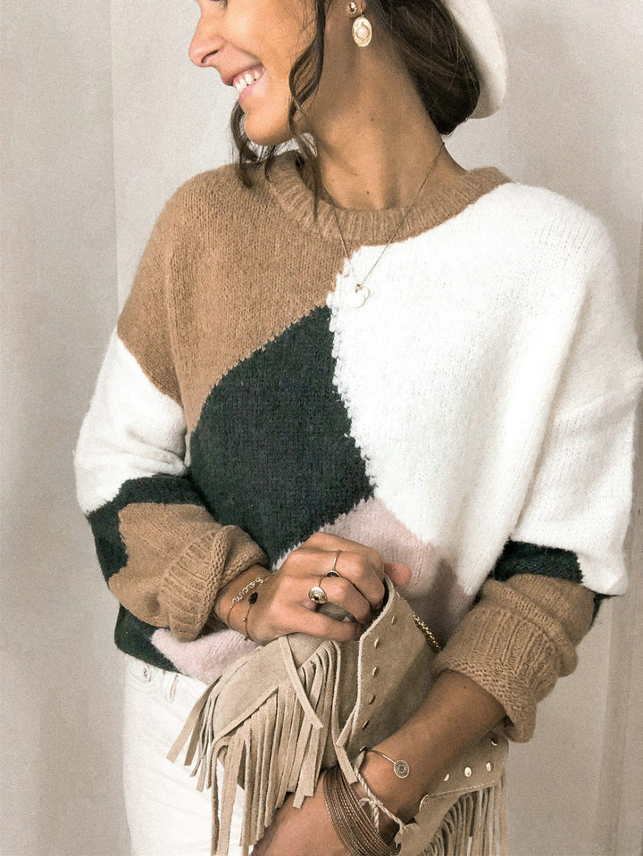 Damen lässiger Pullover mit geometrischem Design und vielseitigem Style Drune