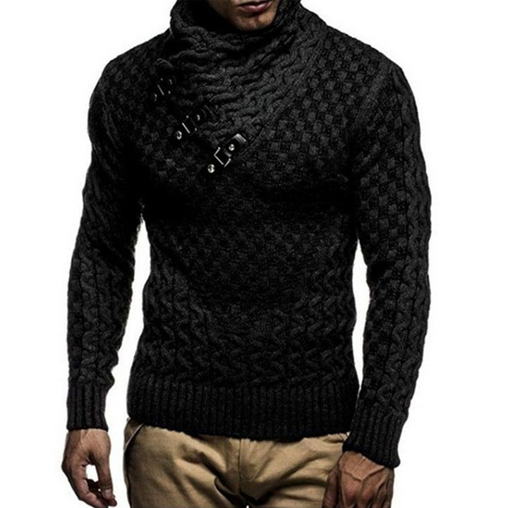 Herren Strickpullover mit innovativem Hohem Kragen und strukturiertem Muster Drune