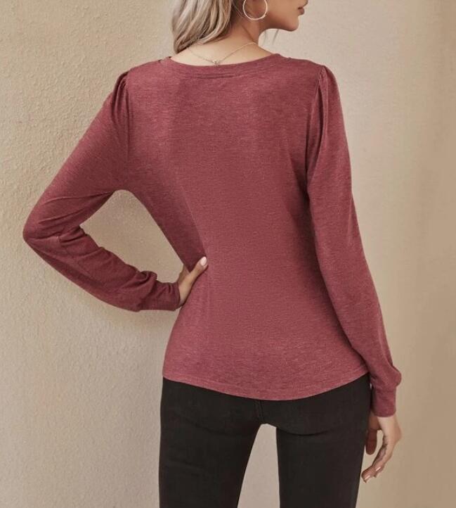 Damen elegantes Langarmshirt mit Drehung Drune