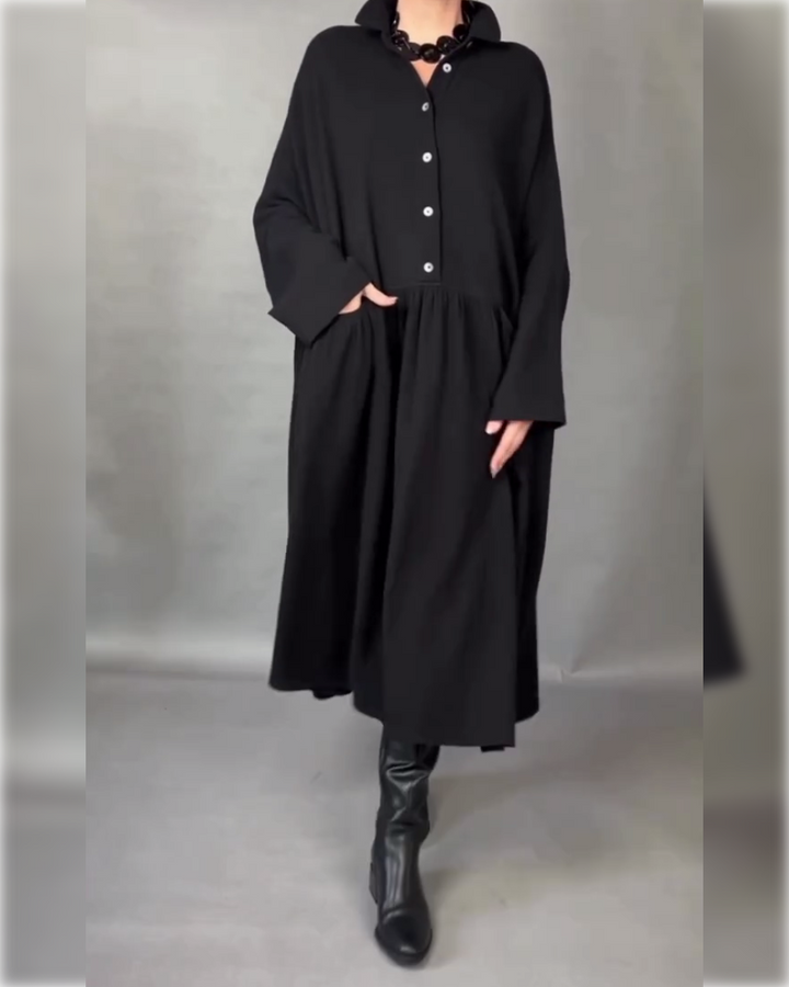 Drune | A-Linien Kleid mit Revers und Knöpfen