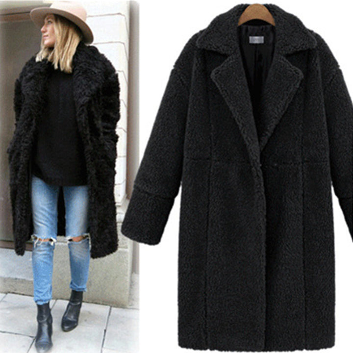 Damen kuschelige Fleecejacke mit Reverskragen und praktischen Taschen Drune