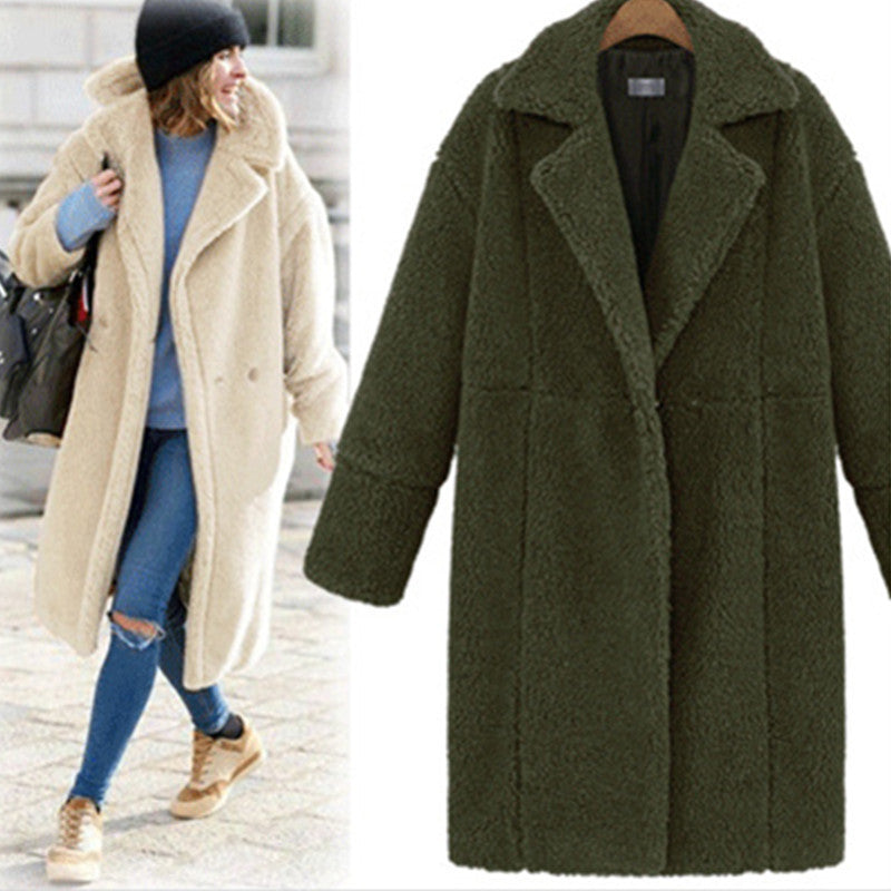 Damen kuschelige Fleecejacke mit Reverskragen und praktischen Taschen Drune