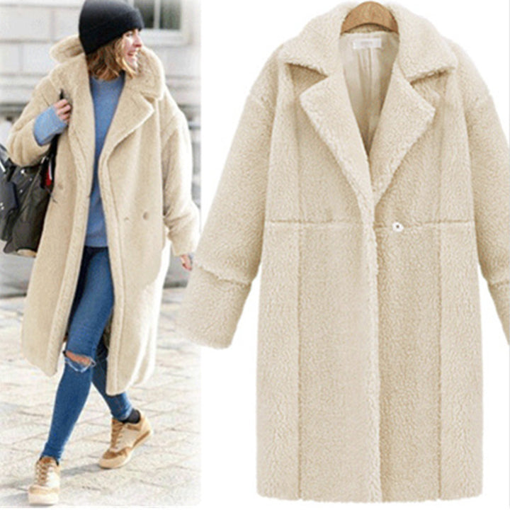 Damen kuschelige Fleecejacke mit Reverskragen und praktischen Taschen Drune