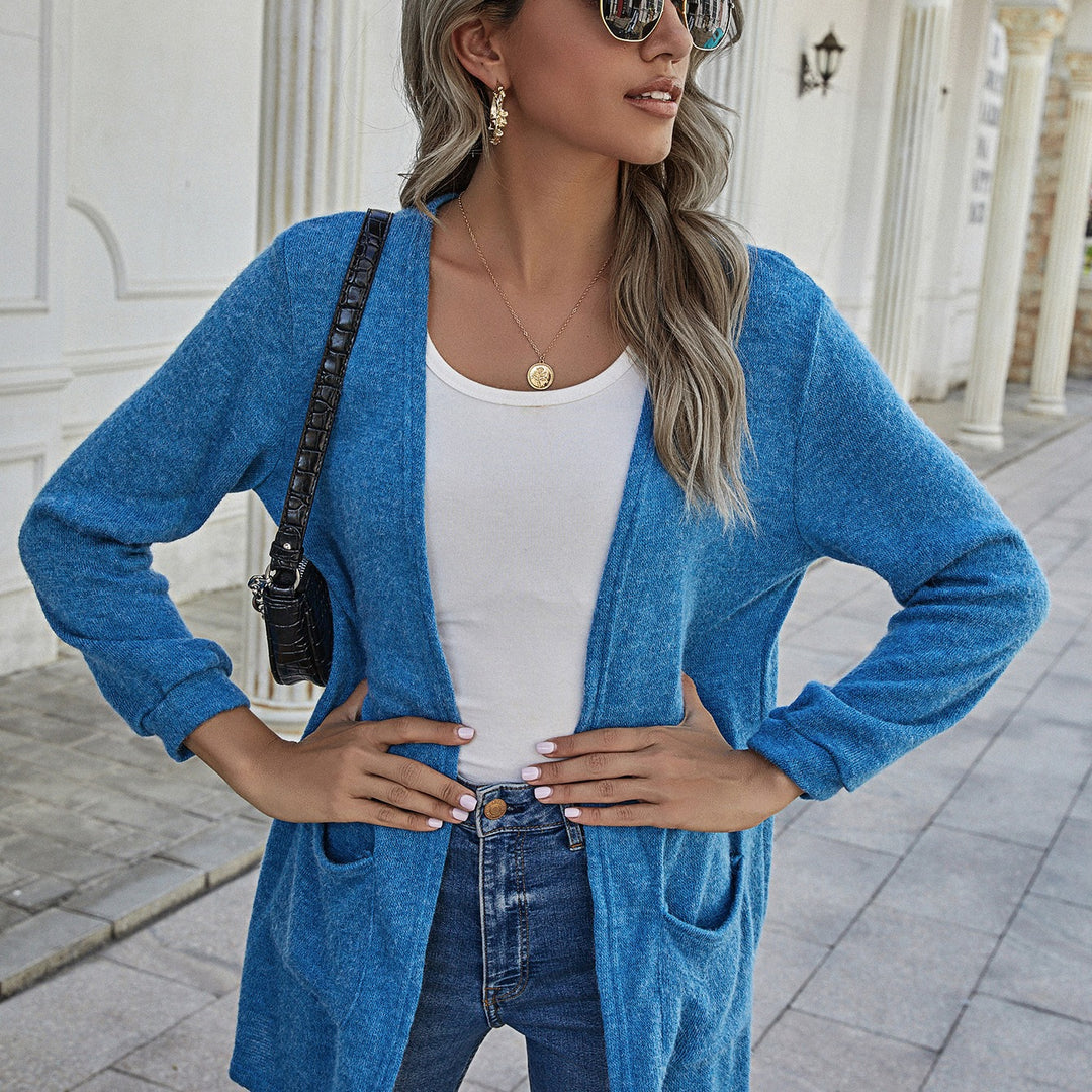 Damen Lässige Strickjacke mit praktischen Taschen und offenem Schnitt Drune