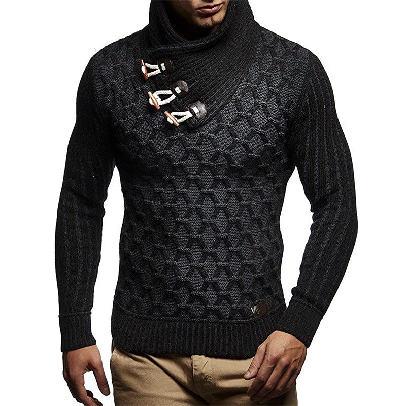 Herren Strickpullover mit hohem Kragen und innovativem Strukturdesign Drune