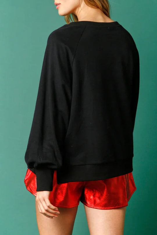 Drune | Weihnachts Lebkuchenmann Pailletten Langarm Sweatshirt