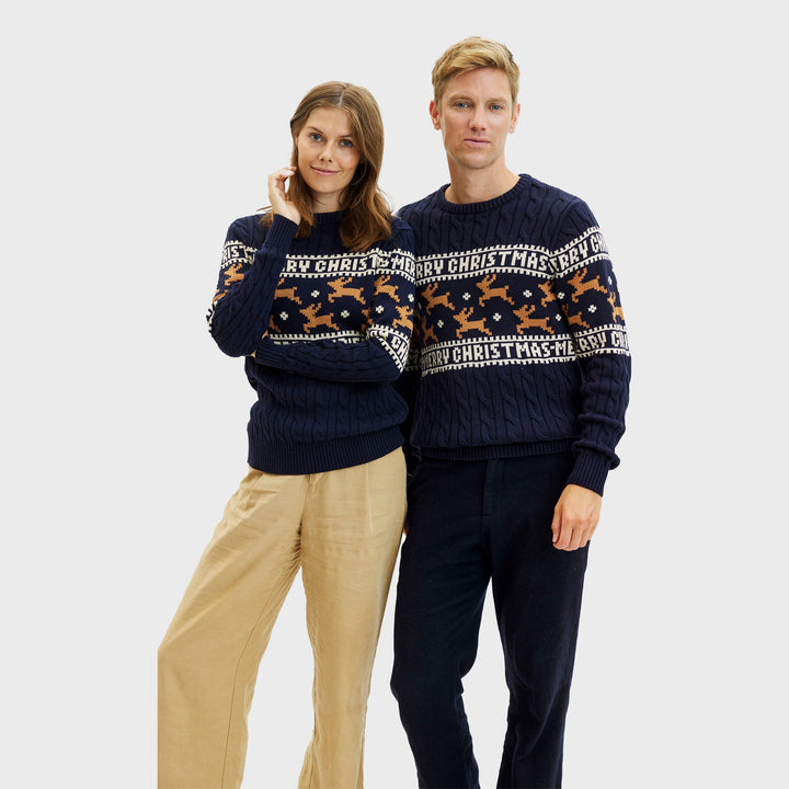Drune | Der elegante Weihnachtsstrickpullover Blau - Damen