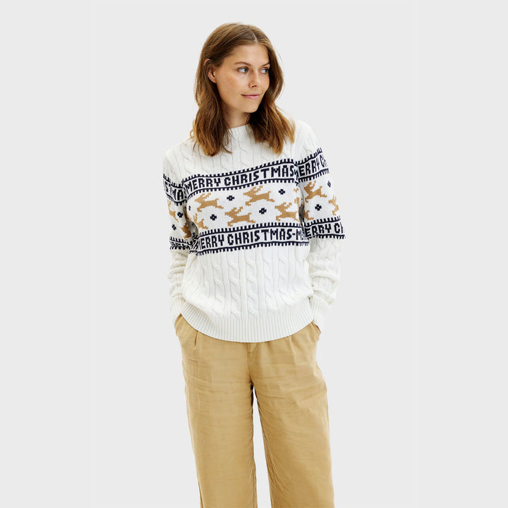 Drune | Der elegante Weihnachtspullover Weiß - Damen