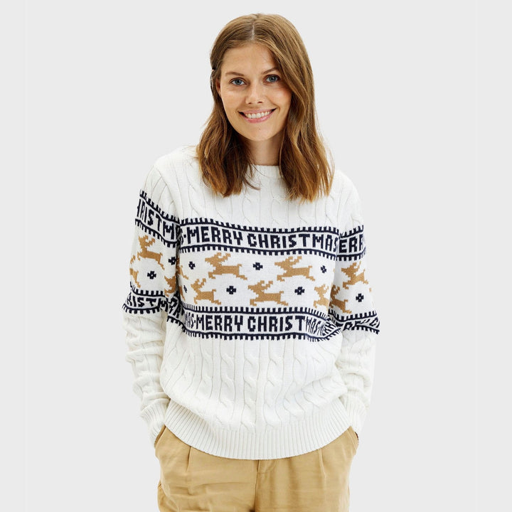Drune | Der elegante Weihnachtspullover Weiß - Damen