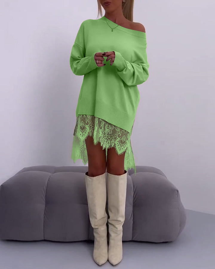 Drune | Einfarbiger Schulterfreier Schmaler Pullover