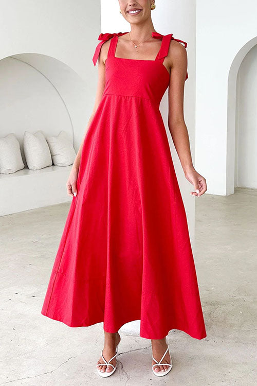 Drune | Rosiedress Schleifen-Schulter Empire Taille Swing Maxi Cami Kleid