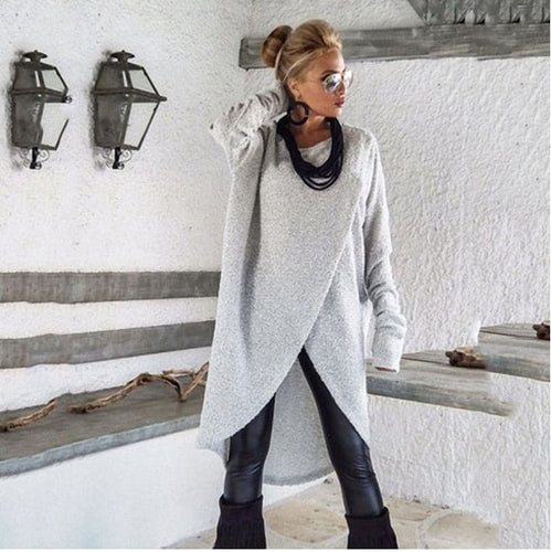 Drune | Strickpullover Asymmetrisches Design Langärmelig Übergroß Fit Weich Und Warm