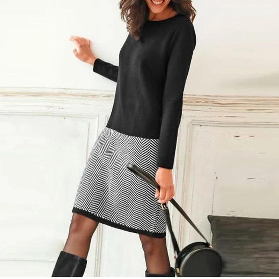 Drune | Schickes Kleid mit Hahnentritt-Saum