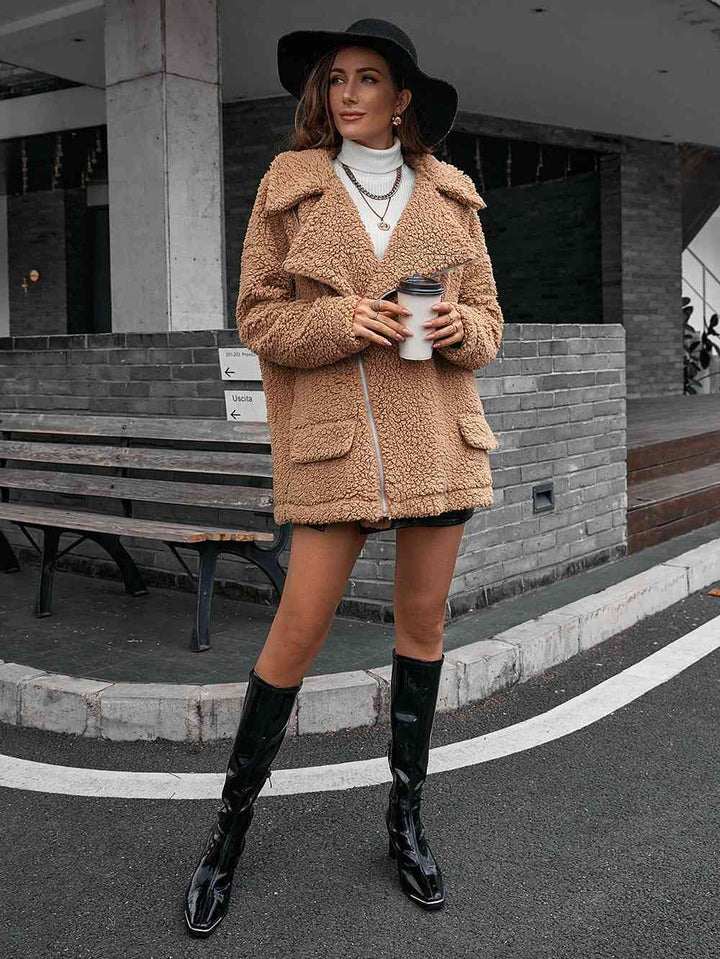 Drune | Double Take Zip up Teddy Jacke mit Kragen