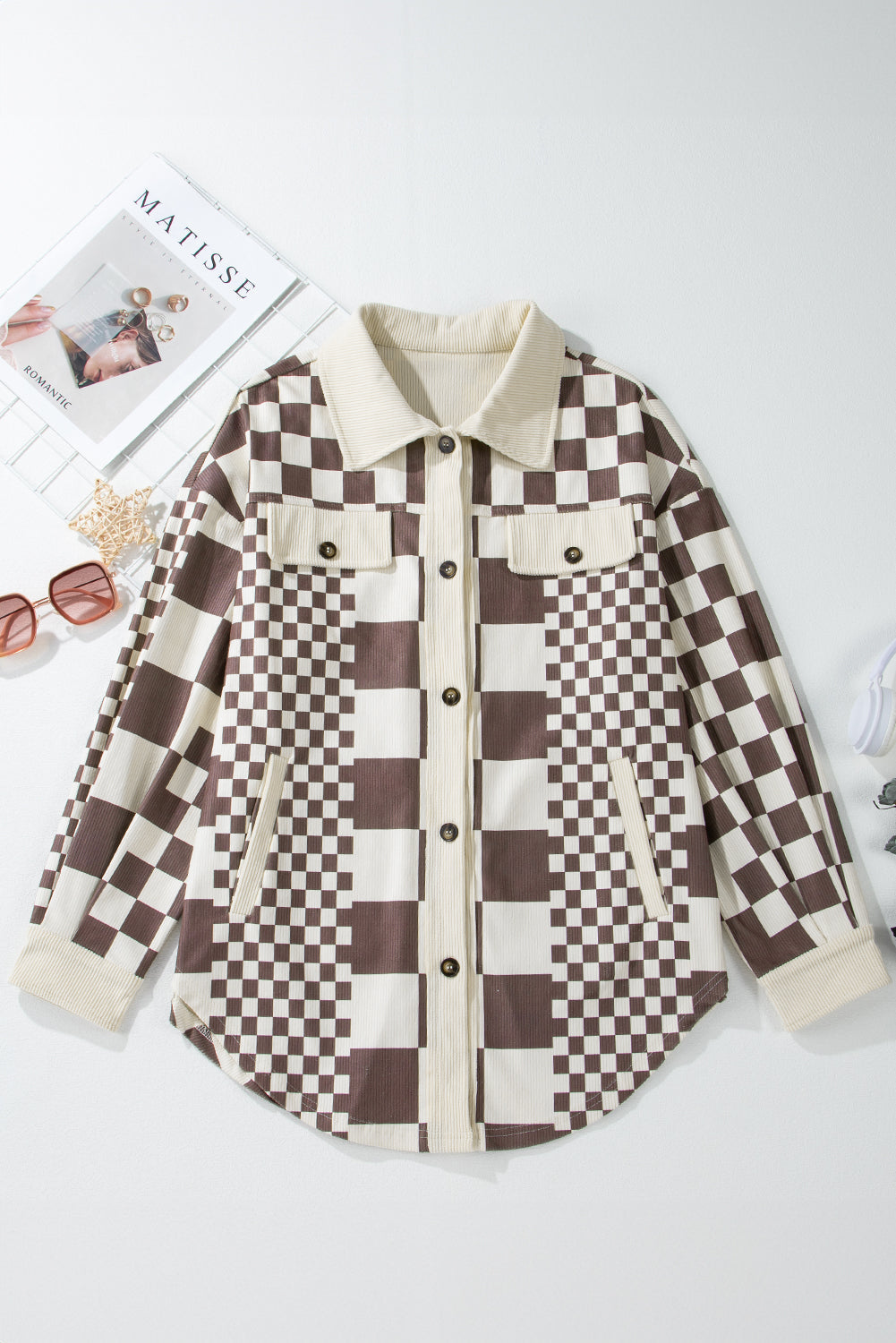 Drune | Skakternet Hemdjacke Baumwollmischung Modern und Stilvoll
