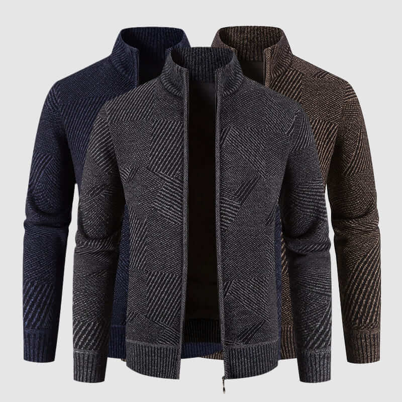 Drune | Herren geometrisches Strick-Cardigan-Jacke