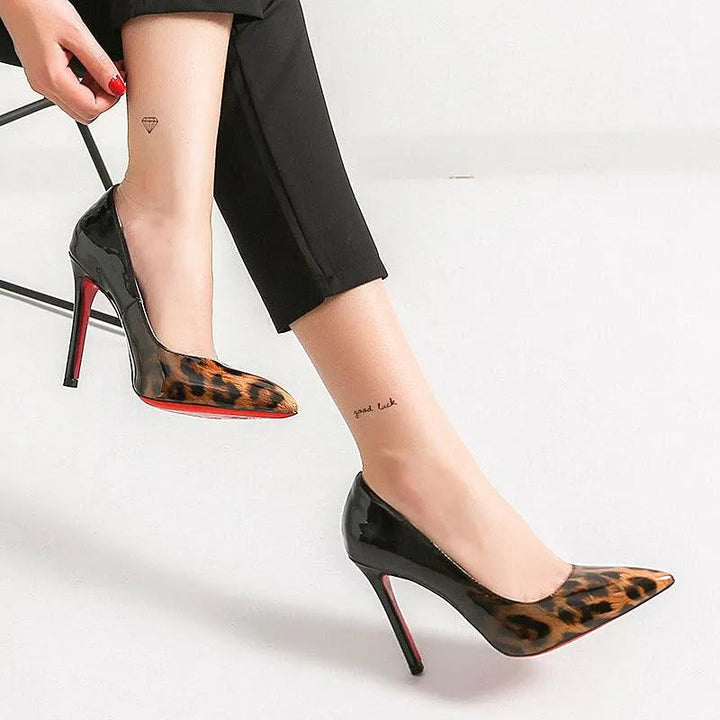 Drune | Leopard print lace high heels for women