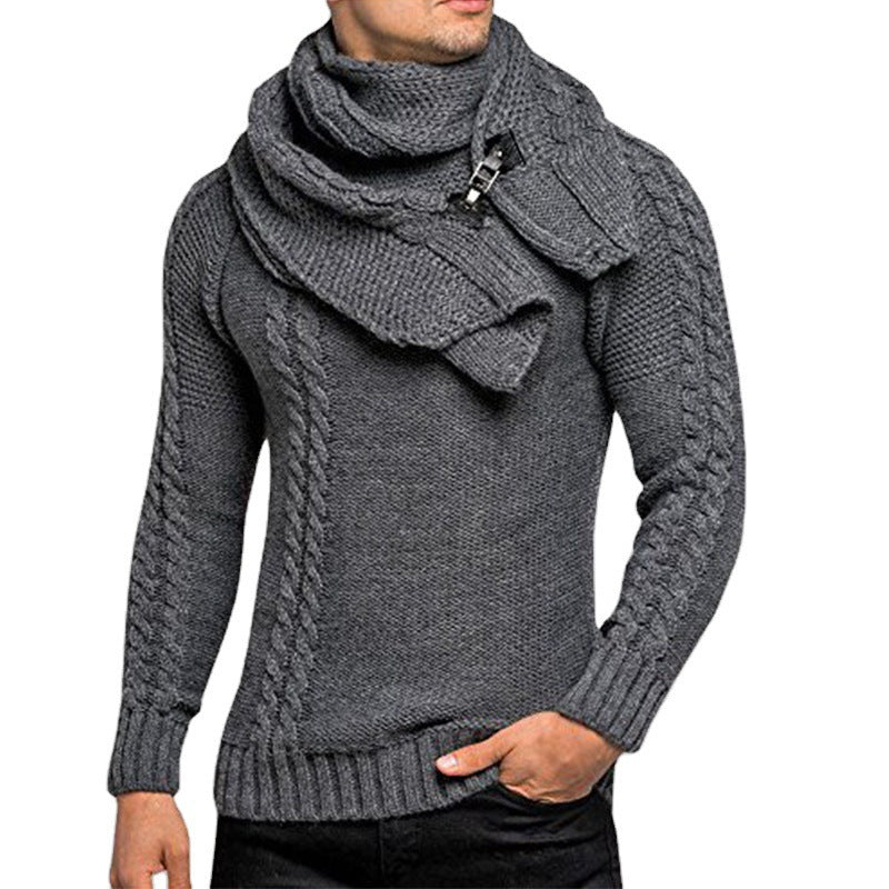 Herren Grobstrickpullover mit praktischem Schal Drune