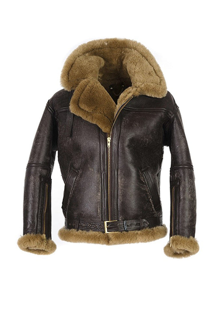 Herren Lammfell-Bomberjacke mit hochwertiger Verarbeitung und weichem Innenfutter Drune