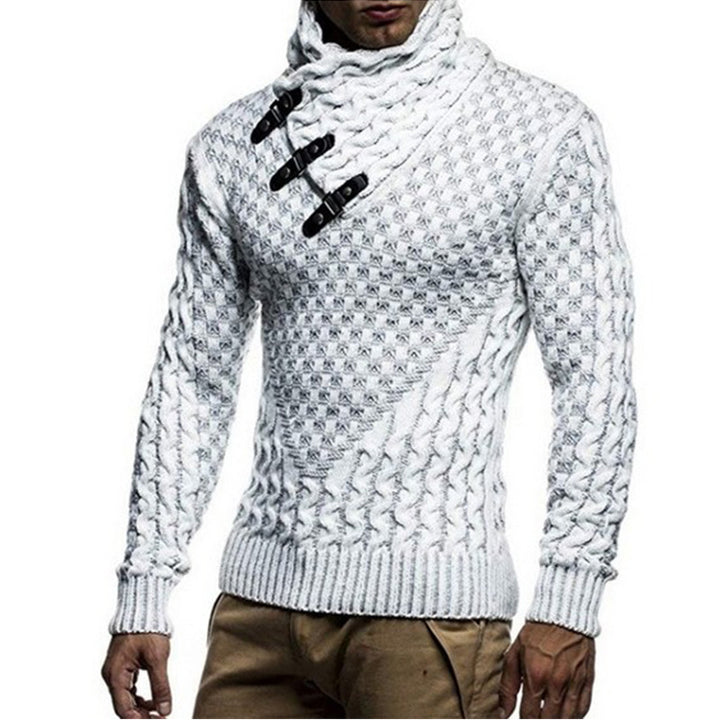 Herren Strickpullover mit hohem Kragen und strukturiertem Zopfmuster Drune