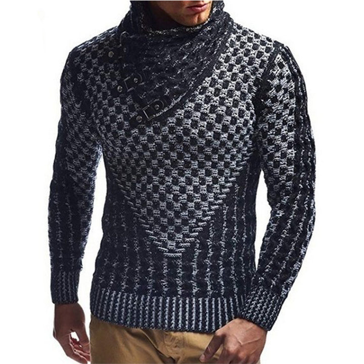 Herren Strickpullover mit hohem Kragen und strukturiertem Zopfmuster Drune