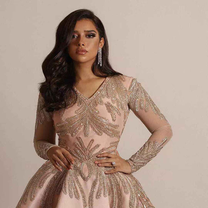 Damen Glamouröses Ballkleid mit feiner Paillettenverzierung und langem Schnitt Drune