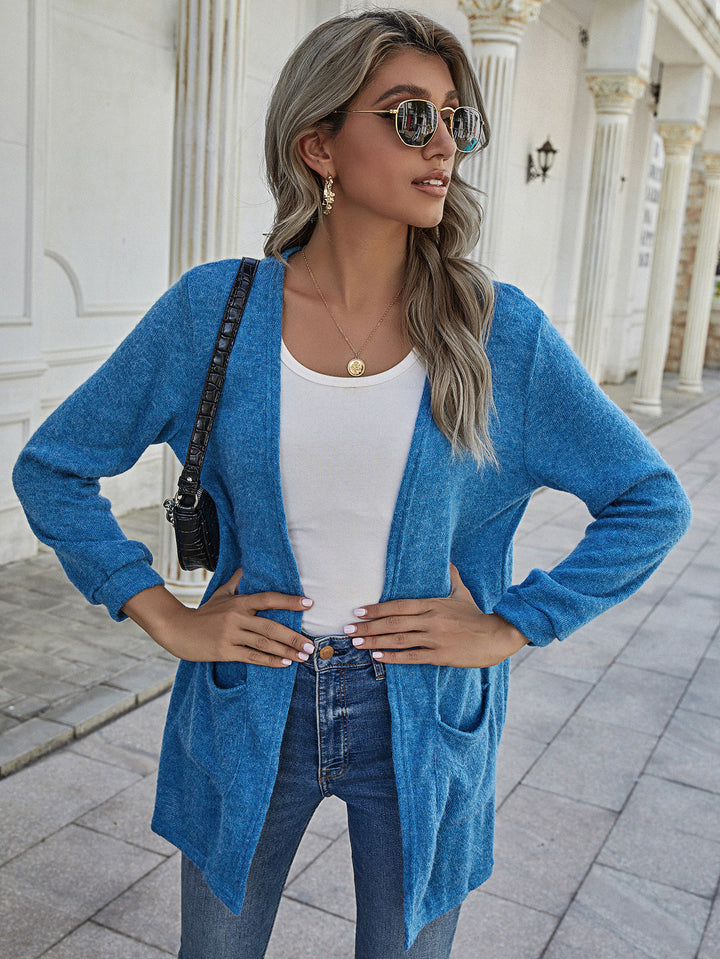 Damen Lässige Strickjacke mit praktischen Taschen und offenem Schnitt Drune