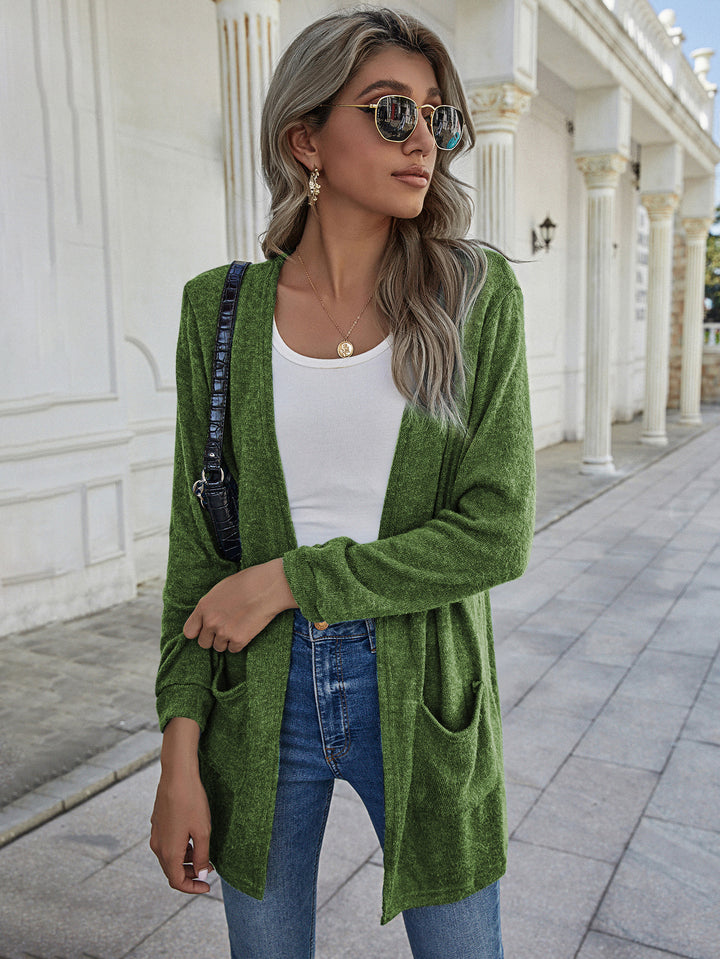 Damen Lässige Strickjacke mit praktischen Taschen und offenem Schnitt Drune