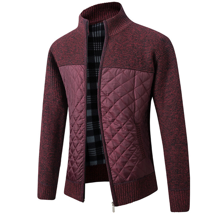Herren nan gesteppter Strickcardigan mit Stehkragen, Thermofutter und Reißverschluss Drune