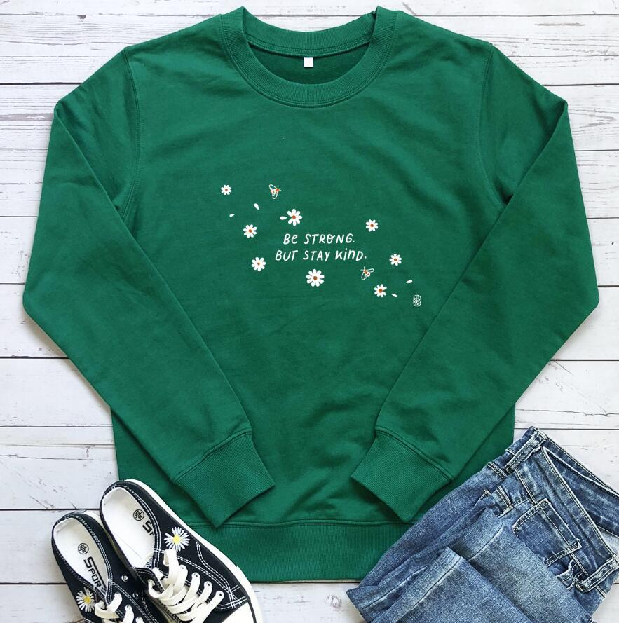 Damen Sweatshirt mit inspirierender Botschaft und floralem Design Drune
