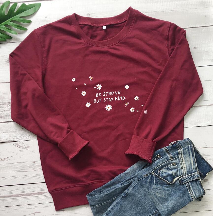 Damen Sweatshirt mit inspirierender Botschaft und floralem Design Drune