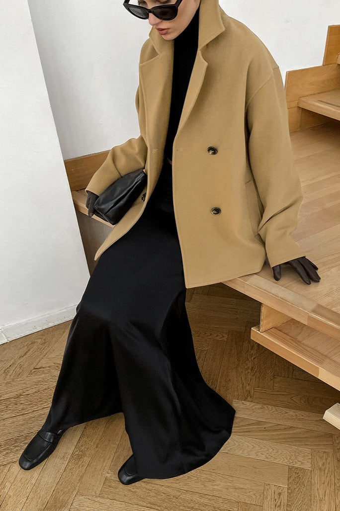 Drune | Braune Doppelreiher-Wolljacke
