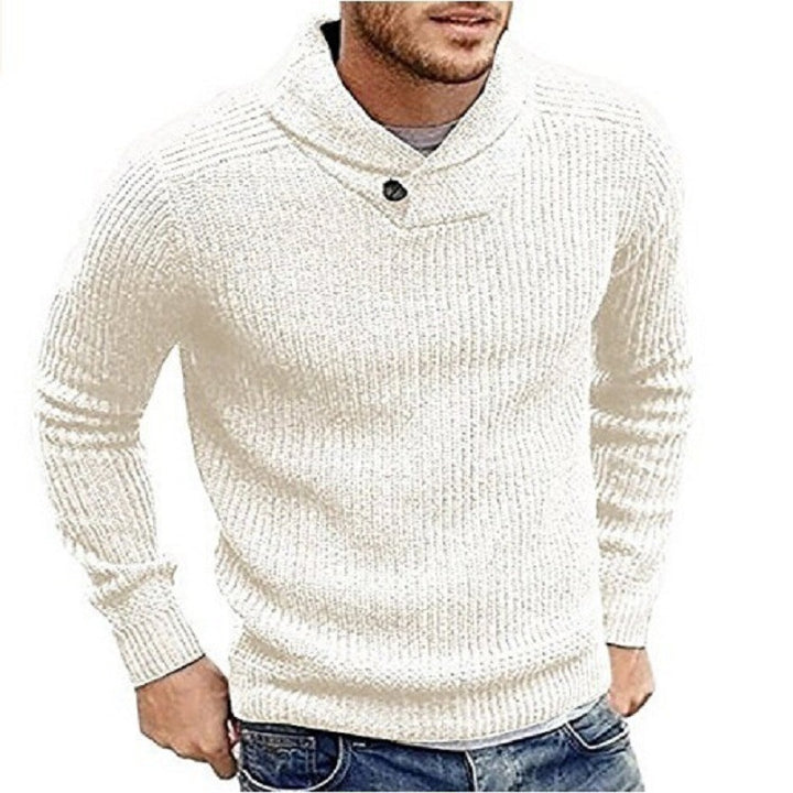 Herren Grobstrick Rollkragenpullover mit Knopfdetails Drune