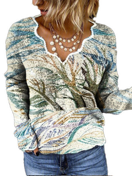 Damen Viskosepullover mit kreativem geometrischen Design Drune