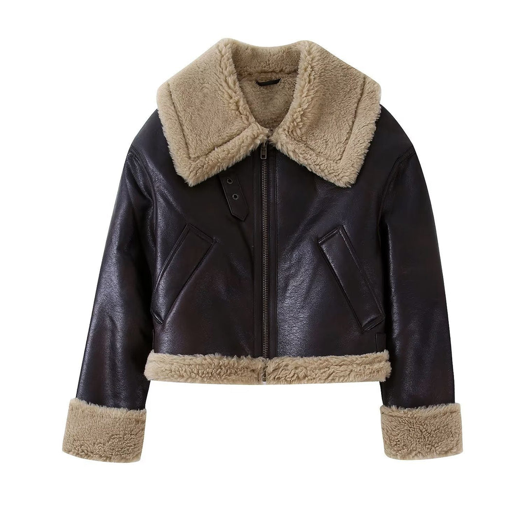 Drune | Leder Aviatorjacke - Sherpa-Besatz - Warme Winterbekleidung - Vintage-Stil