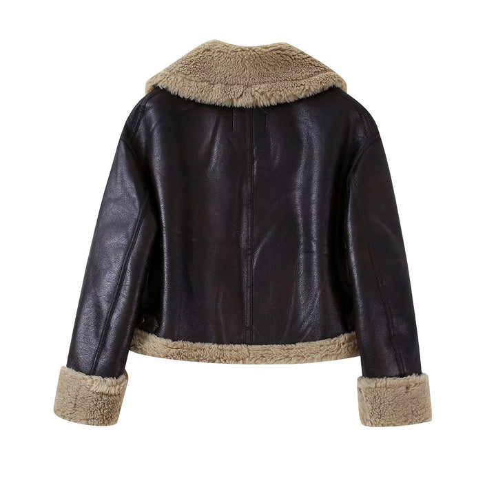 Drune | Leder Aviatorjacke - Sherpa-Besatz - Warme Winterbekleidung - Vintage-Stil