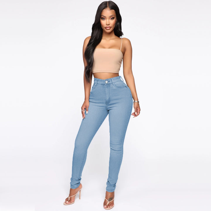 Damen Hoch geschnittene Skinny Jeans mit formenden Nähten Drune