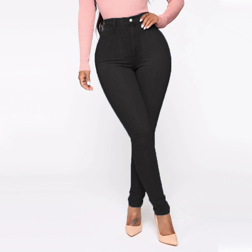 Damen Hoch geschnittene Skinny Jeans mit formenden Nähten Drune